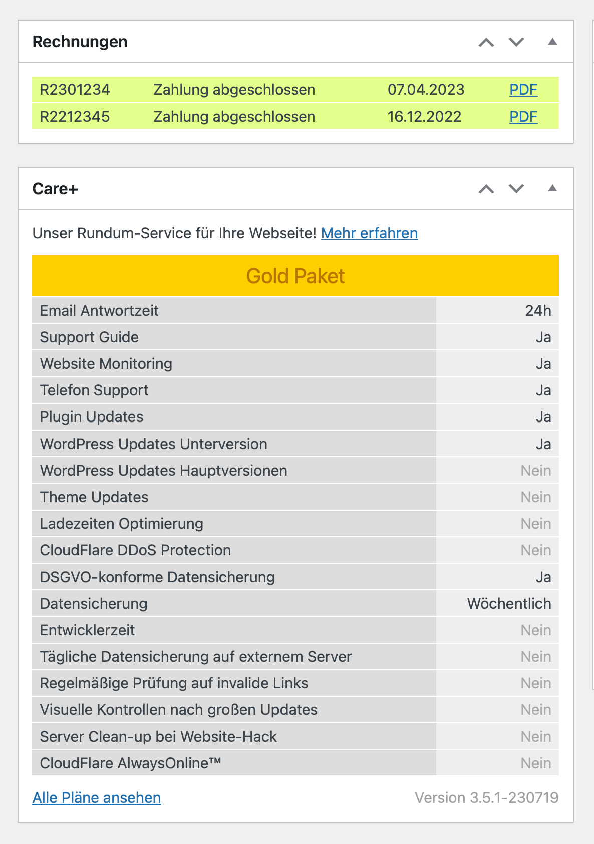 Rechnungen-plaene-feature Lösung für Rechnungen und Pläne auf einen Blick