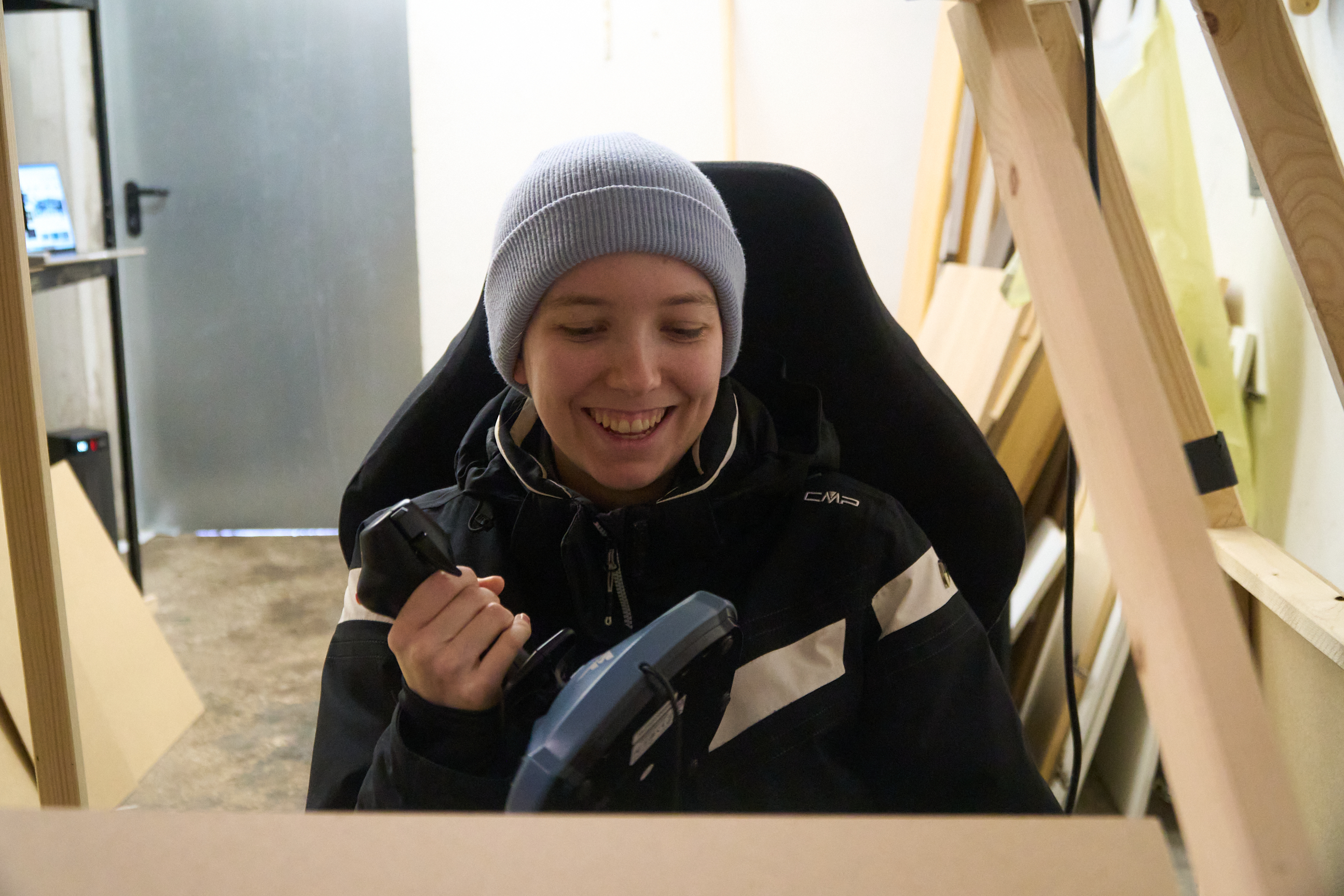 Erste Sitzprobe im Rohbau